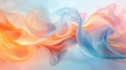 Obraz premium abstract digital painting, color gradient, soft shapes, swirling smoke, pinks, oranges, and blues, fluid forms. 