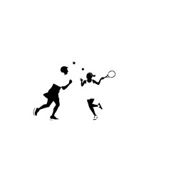 Playing Tennis Vector Logo Design
