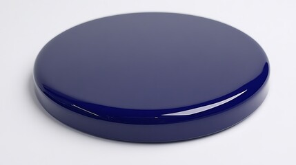 Glossy Dark Blue Circular Object On White Background