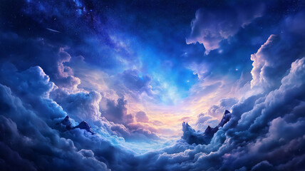 Majestic sky with vibrant clouds and glowing twilight hues