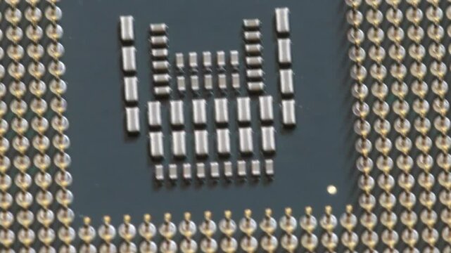 cpu holder with gold pins, macro shot, stop motion