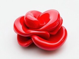 abstract red sculpture on white background