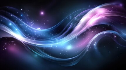Abstract glowing waves with sparkles.