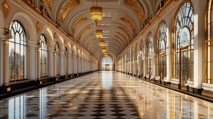 Obraz premium Vintage Train Station Interior with Intricate Architecture and Elegant Design Elements