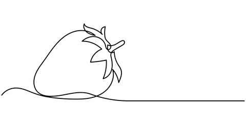 Continuous Line Drawing Of A On A  Strawberry Transparent background, Vector illustration with continuous line drawing Strawberries, Single continuous line drawing of organic strawberry for fruit icon
