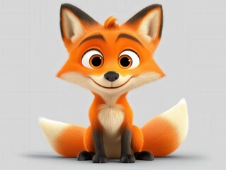 Obraz premium cute cartoon fox sitting and smiling