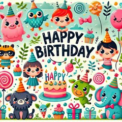 happy card with animals