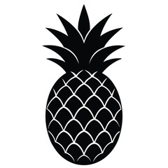 Obraz premium Pineapple Silhouette Vector Art Illustration - Black Color Pineapple Fruit Design