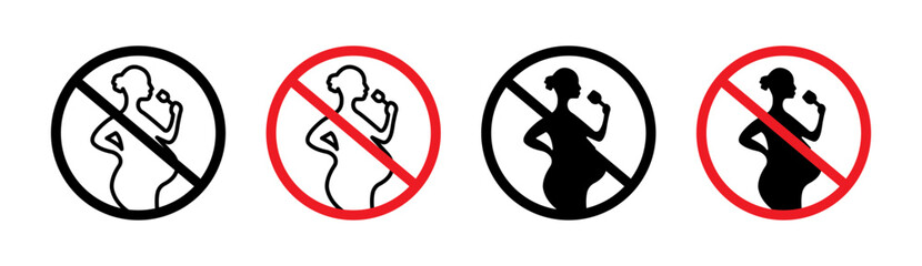 No alcohol during pregnancy period sign set. vector illustration