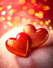 Obraz premium Golden Hearts with Bokeh