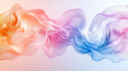 Colorful flowing fabric waves on gradient background for abstract design