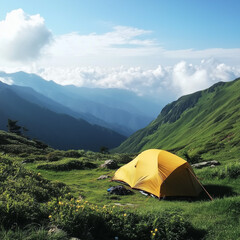 camping in the mountains