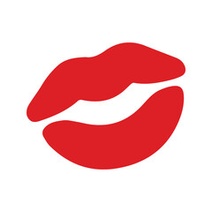 Woman lips icon in Red color. Illustration of a Girl's Mouth for Lipstick Makeup.