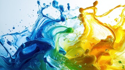 Colorful liquid splash explosion on white background, dynamic art