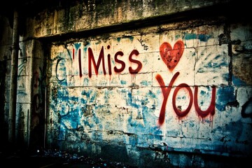 Emotional Graffiti Message of Love and Longing on Urban Wall