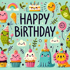 Fototapeta premium happy card with animals