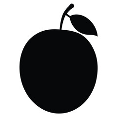 Plum Silhouette Vector Art Illustration – Black Plum Fruit Artwork Design