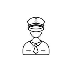 Outline icon of a bearded sailor with a typical sailor's beard