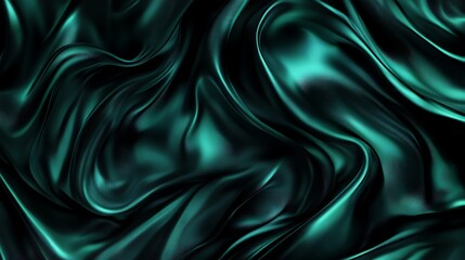 Obraz premium Dark Teal Silk Fabric Draped in Elegant Waves