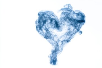 blue smoke in the shape of a heart on a white background