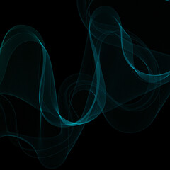Blue Smoky abstract wave on a black background. Vector design element. If Template for...
