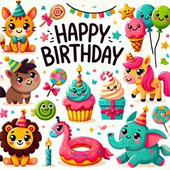 happy card with animals