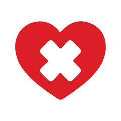 Obraz premium Red Heart Icon. Painful Heart Icon. Broken hearted. Symbol of Broken Love and Broken Heart.
