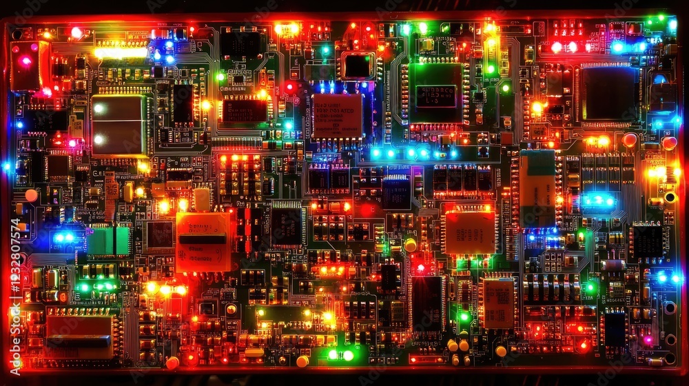 Poster Illuminated Circuit Board Displays Complex Electronics