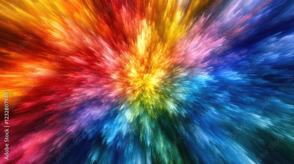 Poster abstract colorful radiating burst of light and color