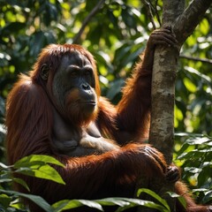 Naklejka premium Orangutan Resting in the Trees. 