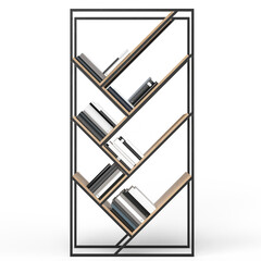 Loft style shelving unit made of metal and wooden shelves for accessories