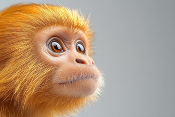 Fototapeta premium close up of a cute golden monkey face looking to the side