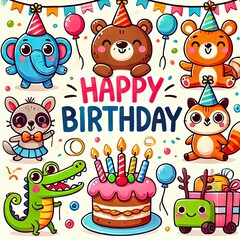 Obraz premium happy card with animals