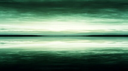 Obraz premium Serene Green Landscape Reflecting Peaceful Sky