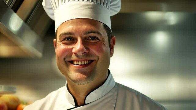 Smiling Chef in His Kitchen