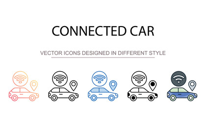 Connected Car icon design with white background stock illustration