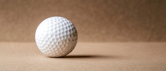 close up of a white golf ball on a brown background