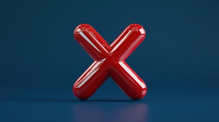 Obraz premium 3d rendering of a red x symbol on a blue background