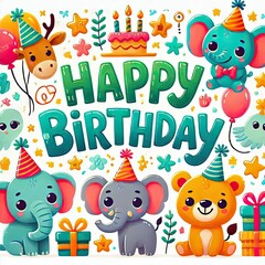 Fototapeta premium happy card with animals