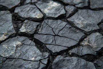 Cracked asphalt road texture, close-up, background blur, for overlays