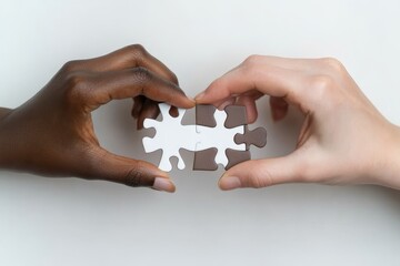 Hands Connecting Puzzle Pieces to Form a Heart Shape Symbolizing Unity