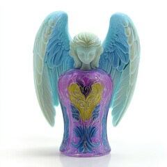 Naklejka premium Angelic_perfume_bottle,_heart_design,_pastel_wings.