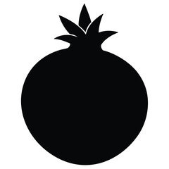 Pomegranate Silhouette Vector Art Illustration – Black Color Pomegranate Fruit Design