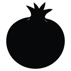Pomegranate Silhouette Vector Art Illustration – Black Color Pomegranate Fruit Design