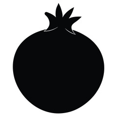 Pomegranate Silhouette Vector Art Illustration &ndash; Black Color Pomegranate Fruit Design