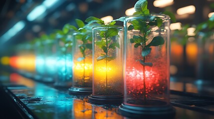 Futuristic Plant Growth, Conveyor Belt, Lab, Bio-illumination