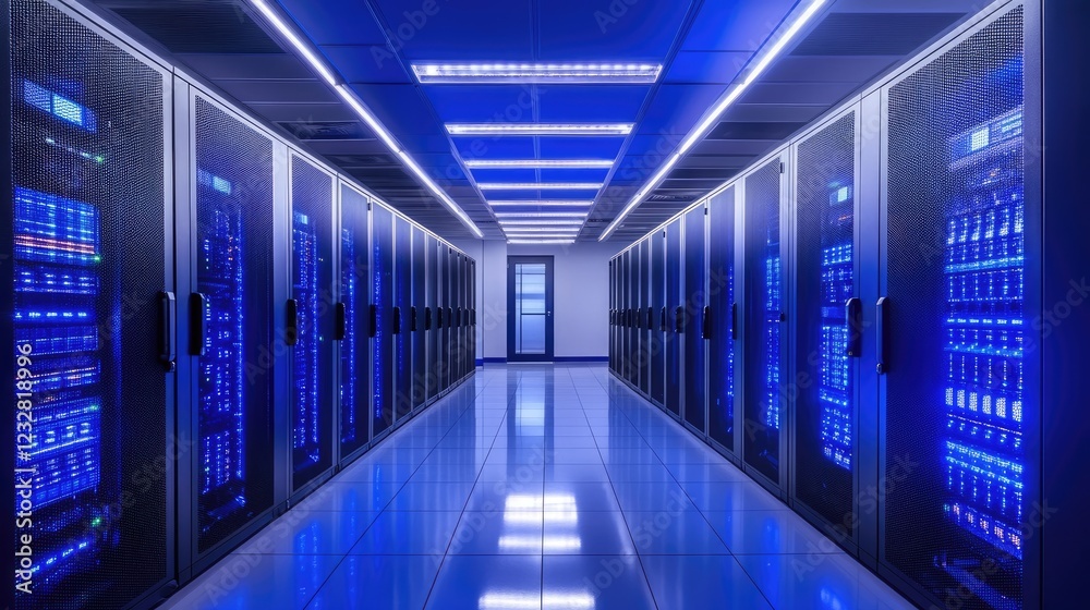 Poster illuminated server room data center infrastructure