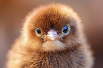 adorable brown baby chick close up