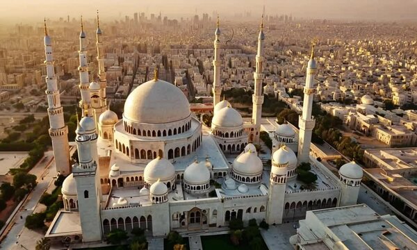 mosque in the city Ramadhan sunset sky 