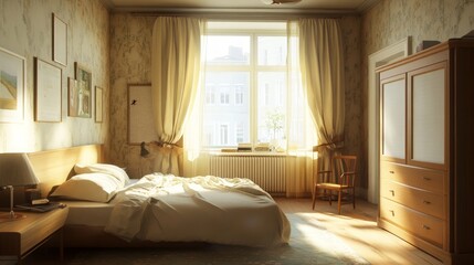 Cozy and Bright Bedroom with Soft Natural Light and Warm Decor